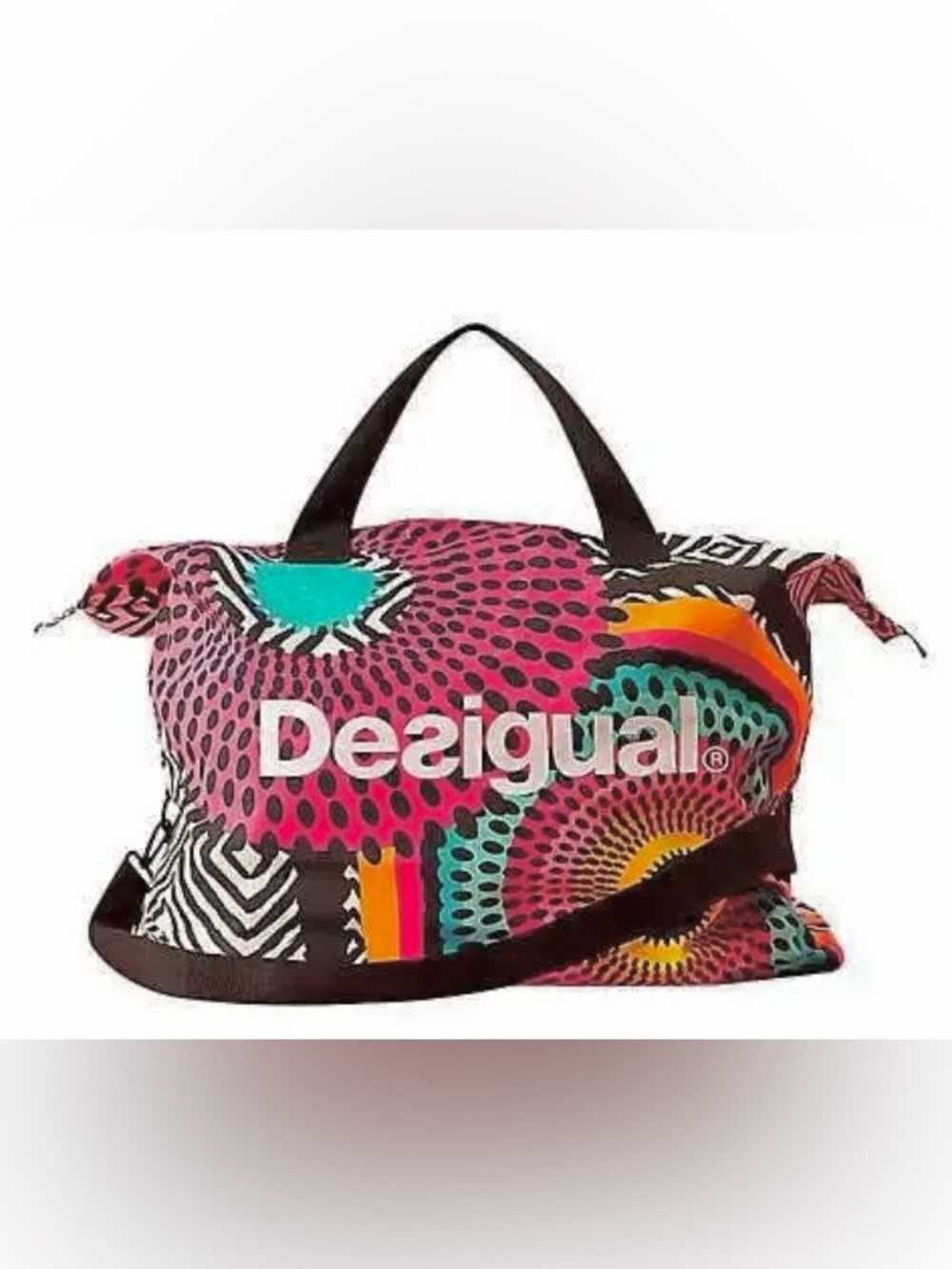 Desigual Boston shoulder bag featuring geometric and dot patterns